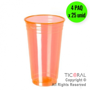 VASO NEON FLUO 300CC NARANJA LARANJA COPOBRAS (4 pack x 25 unidades)